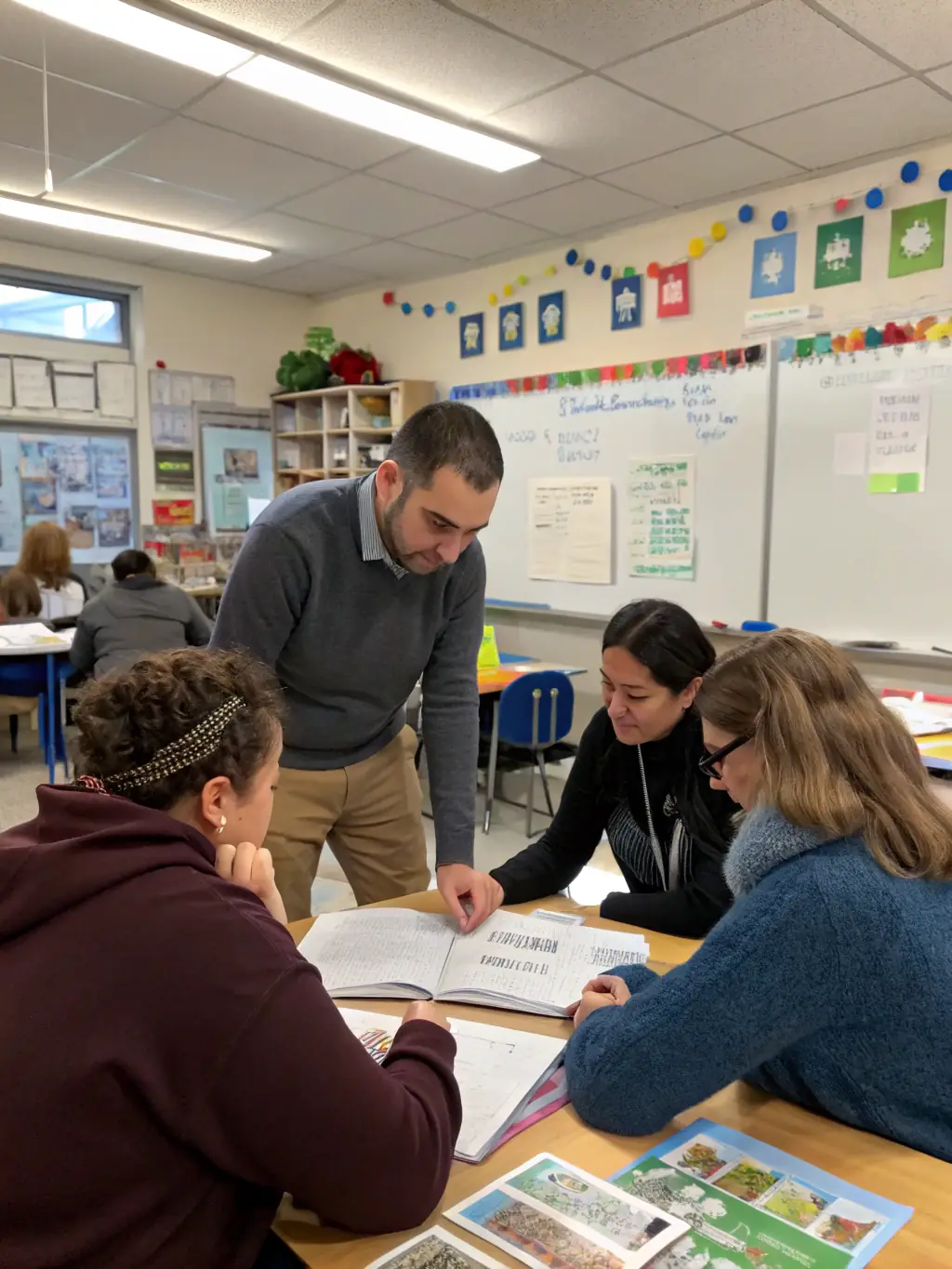 A group of teachers are participating in a workshop, actively discussing research findings and their implications for classroom teaching at CARFDP.