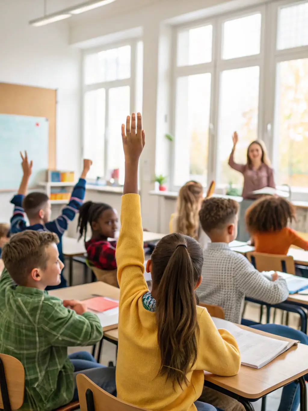 A diverse group of students actively engaged in a classroom setting, showcasing the positive impact of CARFDP's core activities on student learning and development.